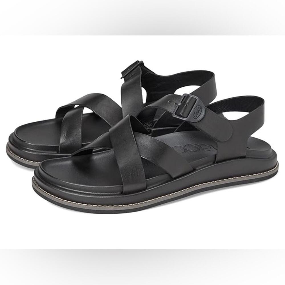 Chaco Townes Black Leather Strappy Comfort Sandals Travel Comfort Sz 11